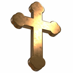 3D render of gold cross