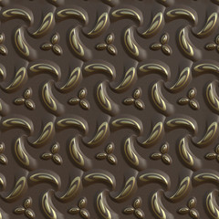 3d seamless pattern with gold elements on brown  leather