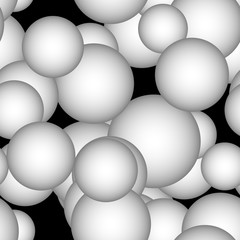 White spheres 3d seamless pattern
