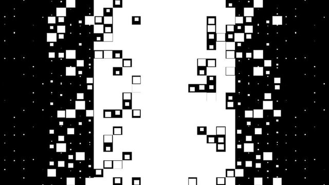 Abstract CGI motion graphics and animated background with white and black rounded figures. Transition masks templates.. 4k