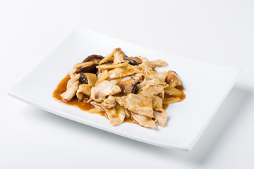 asian dishes on a white background