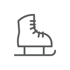 Skate line icon with editable stroke vector illustration - outline symbol of winter sport equipment.
