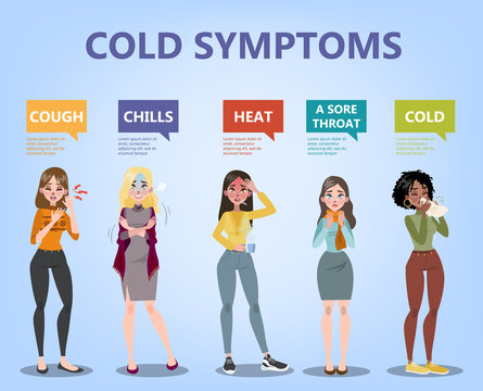 Cold And Flu Symptoms Infographic. Fever And Cough