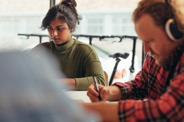 Computer programmers working at tech startup