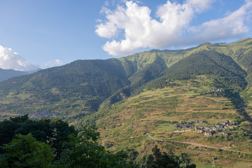 Mountains through the valley of aran in the pyrenees