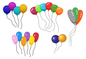 Bunches of several colour helium balloons