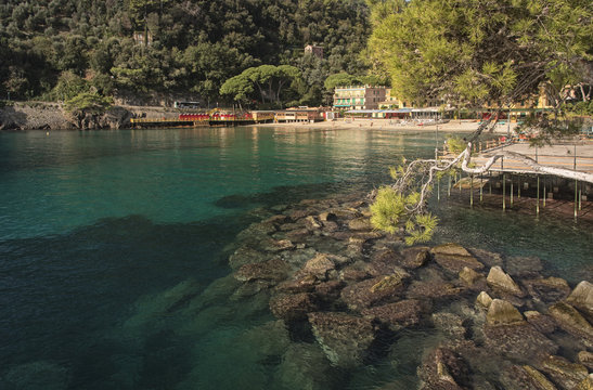Picturesque scenic waterfront in Paraggi, Italy