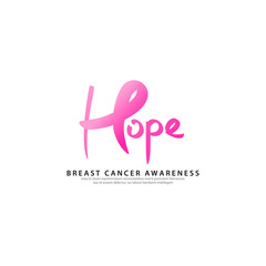 Breast cancer logo template with text hope