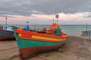 Naklejka na ściany i meble Parked fishing boats at Arniston harbour