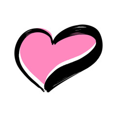 Vector hand drawn heart on white background.