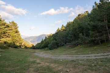 Mountains through the valley of aran in the pyrenees