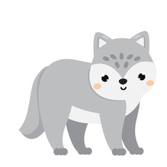 Fototapeta na wymiar Cute wolf. Cartoon forest animal isolated on white