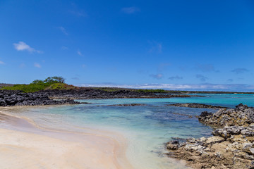 Plage sable blanc îles archipel Galapagos Equateur