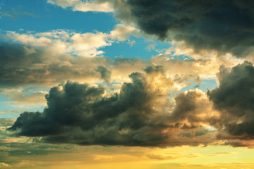 Dramatic clouds in the evening sky