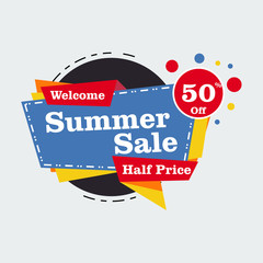 Fototapeta premium Collection of Sale Discount Banners, Popup, Labels, Ribbon, Tags, Emblems. Flat design full color. EPS 10 Vector