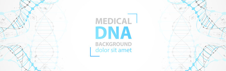 Science template, wallpaper or banner with a DNA molecules. Vector illustration.