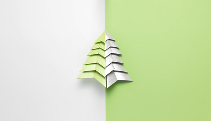 Paper christmas tree. Modern Christmas card