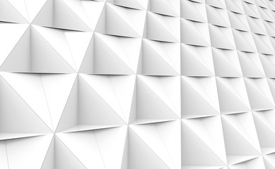 Obraz premium 3d rendering. perspective view of tri polygon pattern stack wall background.