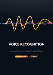 Voice Recognition System and Personal assistant. Voice Biometrics. Sound Wave.