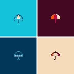 Umbrella Set Idea Minimalist Outline Creative Abstract Modern Icon Logo Design Template Element Vector