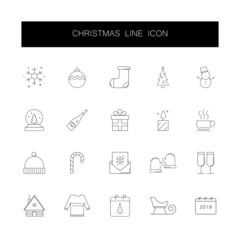 Line icons set. Christmas pack. Vector illustration	