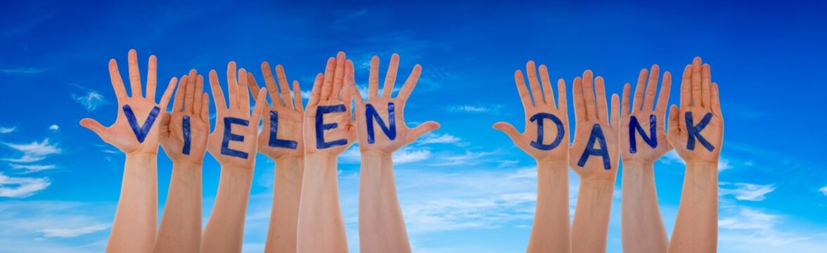 Many Hands Building Vielen Dank Means Thank You, Blue Sky