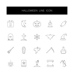 Line icons set. Halloween pack. Vector illustration	