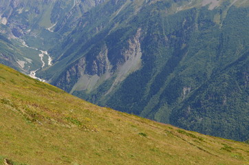 Fototapeta na wymiar mountain view with river in the gorge