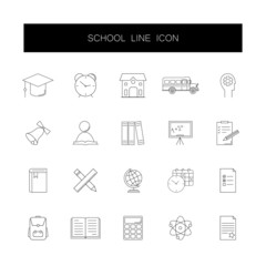 Line icons set. School pack. Vector illustration	