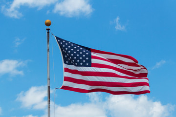 American Flag Against Blue Sky