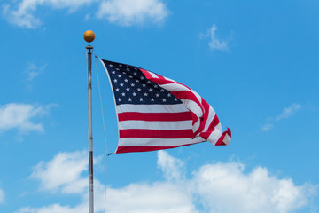 American Flag Against Blue Sky