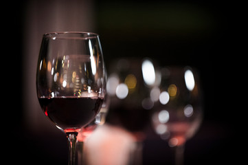 glasses of red wine at restaurant concept alcohol