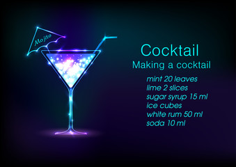 Neon Cocktail .Alcoholic beverage menu
