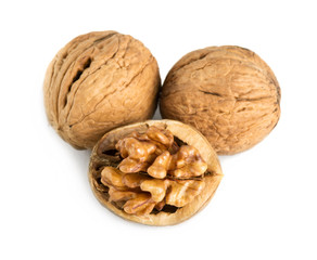 Cracked walnut on white