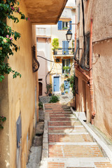 Impression of the narrow streets in the old center of Cannes