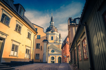 Katarina kyrka Catherine Church with clock on dome, Stockholm, Sweden