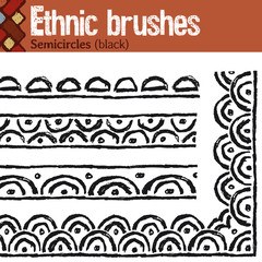 Semicircles (black). 4 pattern brushes for Illustrator in tribal style, made from hand-drawn drawings. All brushes include outer and inner corner tiles.