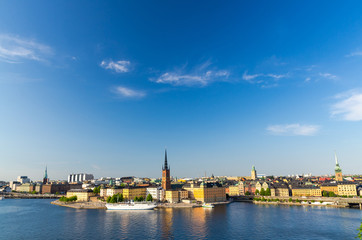 Fototapeta na wymiar Aerial panoramic top view of Riddarholmen district, Stockholm, Sweden