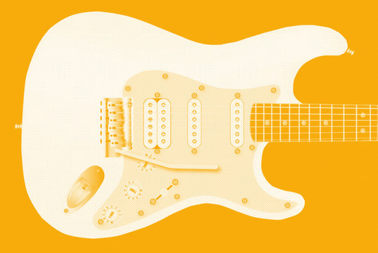 Yellow Halftone Guitar