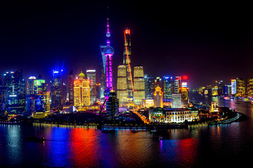 Fototapeta na wymiar Oriental Pearl TV Tower Pudong Bund Huangpu River Shanghai China