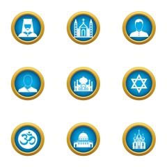 Churchman icons set. Flat set of 9 churchman vector icons for web isolated on white background