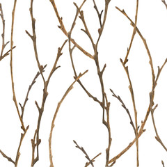 New Year forest watercolor seamless pattern