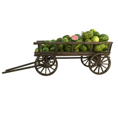 Wooden cart watermelons