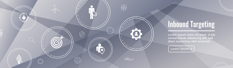 Digital Inbound Marketing  and Targeting Web Banner w Vector Icon Set
