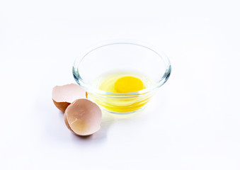 Fresh eggs isolated on the white background.