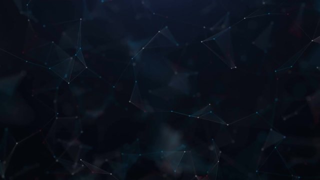 Looping abstract animation of Connecting Plexus lines and triangles.Polygons and geometrical shapes.lines and dots with DOF bokeh. Beautiful slow animation of lines and triangles.