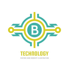 Technology Letter B - vector logo template concept illustration. Abstract lightning power energy sign. Creative digital symbol. SEO. Search engine optimization. Graphic design element