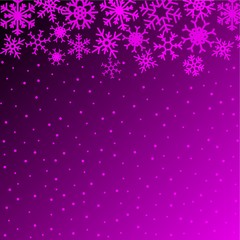 Christmas illustration with snowflakes on gradient background in pink colors. Vector graphic illustration.
