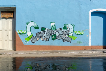 Trinidad Cuba - 13 July 2016 - Schriftzug Cuba als Grafitti an einer Wand in Trinidad, Cuba.