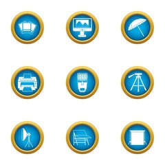 Paper workplace icons set. Flat set of 9 paper workplace vector icons for web isolated on white background